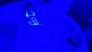 ultraviolet babe flashes bikini wet pussy clit in steamy shower orgasm