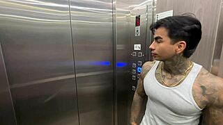 Neighbors turn wild in hottest elevator casting, licking huge tits and ass