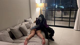 a masked curvy lesbian stranger chokes me ties neck forces deepthroat on strap-on