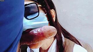 pinay college teen gives sloppy blowjob to construction worker close up