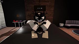cute roblox bunny girl deepthroats rough master cock in total maledom submission