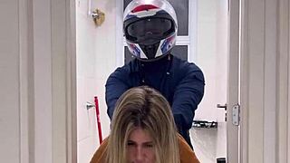 motoboy barges into women's bathroom and pounds pissing babe