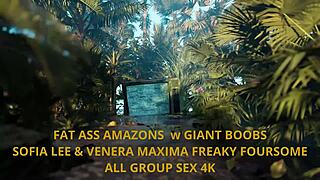 British stud dean pounds busty babes sofia lee in group doggystyle and cowgirl