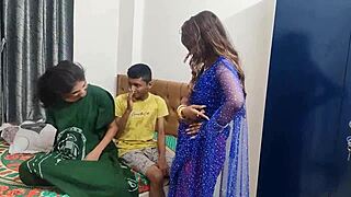 Desi Girls Fuck Skinny Boy Hard In Wild Indian FFM Threesome Bedroom Action