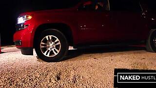 Big booty ebony Jayla Foxx rides monster cock at Christmas lot