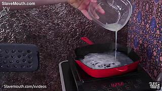 anastasia rose gags on deepthroat rimjobs chokes on cum omelette piss submission bdsm slave