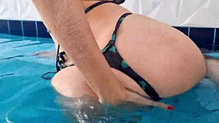 Naughty Petite Girlfriend Strips Wet by Pool Shaking Small Tits Narrow Ass