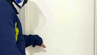 motoboy barges into women's bathroom and pounds pissing babe