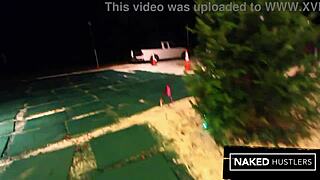 Big booty ebony Jayla Foxx rides monster cock at Christmas lot