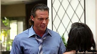 Gorgeous stepdaughter strikes many classy poses in her fantasy scene