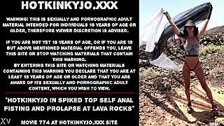 hotkinkyjo fists her gaping asshole deep outdoors at lava rocks causing wild prolapse