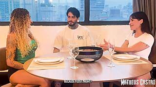 challenged my friends to a game where the prize was threesome sex in my apartment with bruninha the surfer and stellar