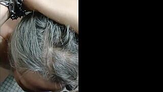 french slave milf bound spanked in highway toilet flashing tits 😩🔥🚽