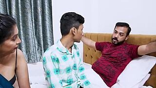 Desi wife gangbanged rough doggystyle by college lovers in taboo threesome