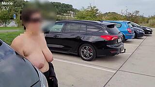 Curvy Mature Wife Flashes Saggy Big Boobs On Crowded Street Exhibition