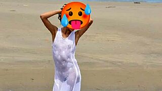 ever wonder what happens when a skinny latina model strips nude on public beach?