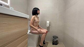 Stepsister peeing! I barge in bathroom and she blows me until cum explosion!