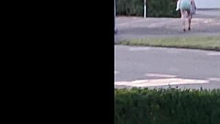 after restaurant drinks this submissive milf bitch pisses publicly on the way home for dirty comedy laughs