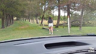 Stranger spots curvy latina's big ass post-workout and fucks her silly in forest.