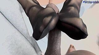 britney teases with pantyhose feet gives wet interracial footjob then sucks black cock pov