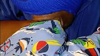 Masked Lady Sucks BBC Wet Jacket Spitting Deepthroat Cum Covered