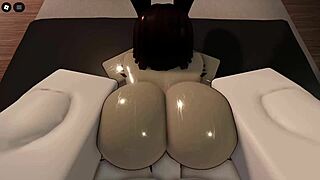 cute roblox bunny girl deepthroats rough master cock in total maledom submission