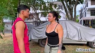 i spot this busty milf silvana lee eyeing the fitness guy then she spreads for his huge cock