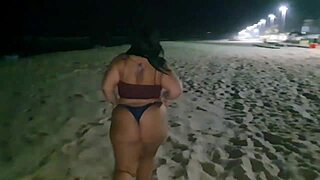 putinha shakes her huge ass on beach solo 😈🍑 spreading pierced cheeks