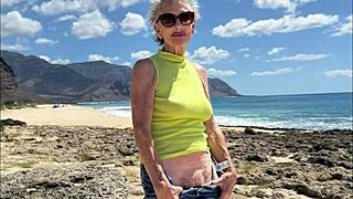 Beach Photoshoot Turns into Hairy Milf Car Blowjob