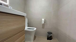 Stepsister peeing! I barge in bathroom and she blows me until cum explosion!