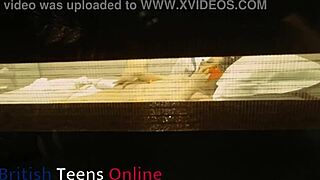 Peep on curvy British neighbor girl next door flashing big natural tits while fingering to orgasm