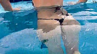 Naughty Petite Girlfriend Strips Wet by Pool Shaking Small Tits Narrow Ass