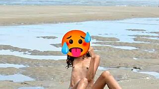 ever wonder what happens when a skinny latina model strips nude on public beach?