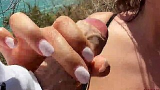 found the perfect spot for him to cum on my tits while i suck his cock
