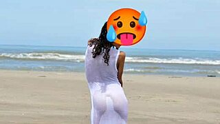 ever wonder what happens when a skinny latina model strips nude on public beach?