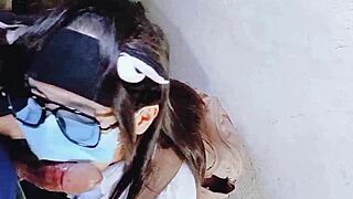 pinay college teen gives sloppy blowjob to construction worker close up