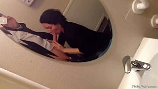 Short Haired Wife Drops To Knees In Bathroom! Sucks Cock Hard Before Swallowing Load