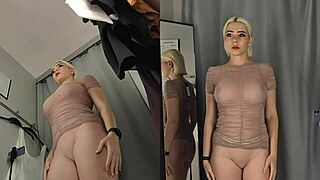 hidden cam spies horny blonde with big tits ass no panties upskirt in changing room! 👀🍑