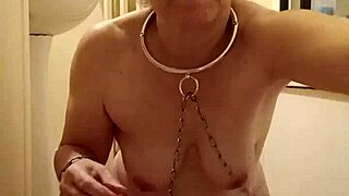 ugh my slave self uro session degrading with huge dildo flashing tits n all...