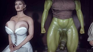 Futanari rims deep then gets her big ass fucked with monster cock between huge tits