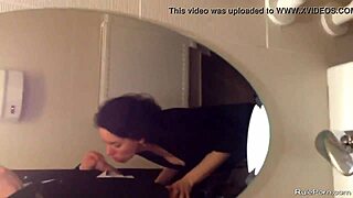 Short Haired Wife Drops To Knees In Bathroom! Sucks Cock Hard Before Swallowing Load