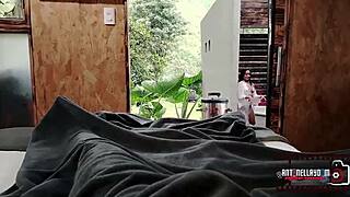 Hubby's best friend lures me to his cabin for door-wide open pounding