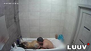 Luuv's Shave Help Turns into Steamy Bathroom Girlfriend Flash Show