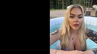 my gringa big tits in lingerie by the pool got me hooked