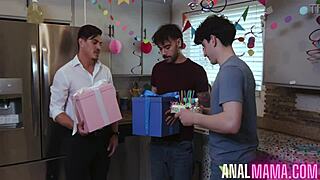 Liv's wild birthday with stepson's big cock in her tight ass and nasty milf tits