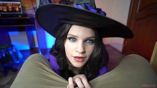this slut witch bounces tight pussy on big cock for halloween verlonis!
