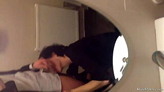 Short Haired Wife Drops To Knees In Bathroom! Sucks Cock Hard Before Swallowing Load