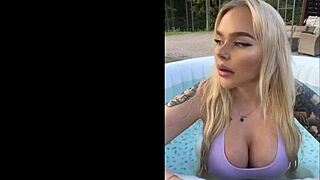 my gringa big tits in lingerie by the pool got me hooked
