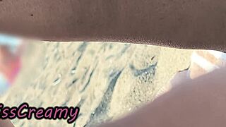 i flash my wet pussy legs wide on nudist beach masturbating risky