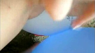 sophie in jeans miniskirt fingers her pussy under pink t-shirt and red lingerie